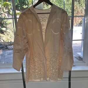 Handmade Cream Floral Embroidered jacket with cutouts